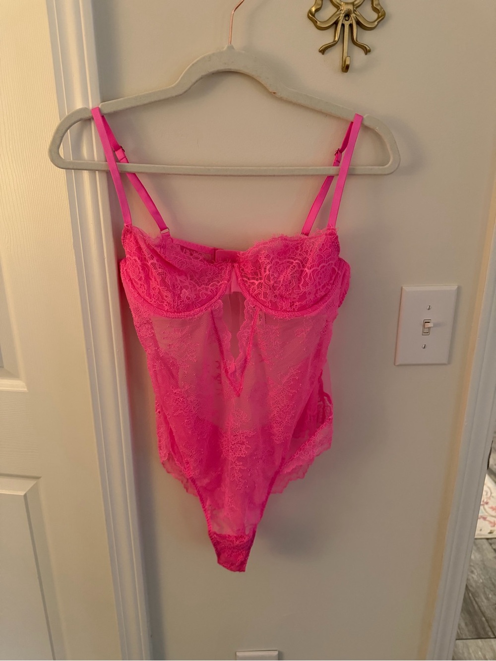 Victorias Secret hot pink lace teddy